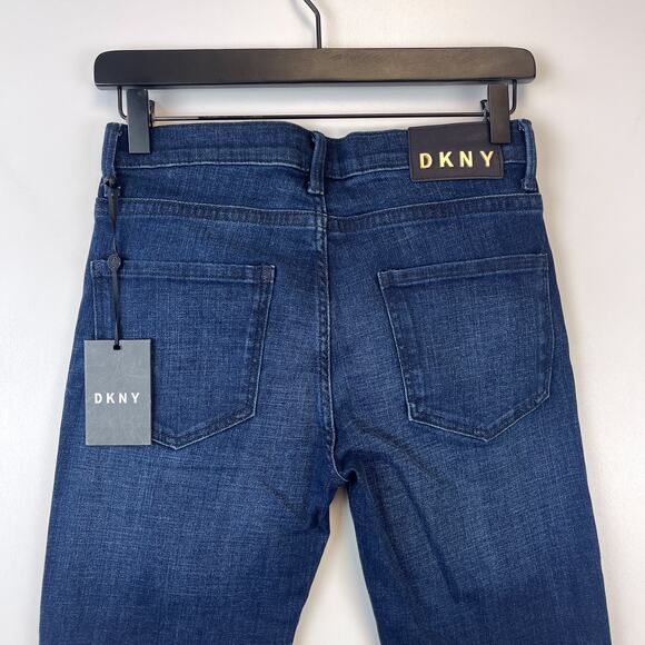 NWT DKNY Size 25 Skinny Mid-Rise Distressed Denim Jeans Blue 27” - Picture 8 of 12